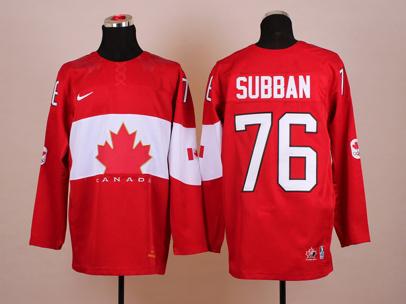 2014 Canada Olympic Style #76 Subban Red Hockey Jersey