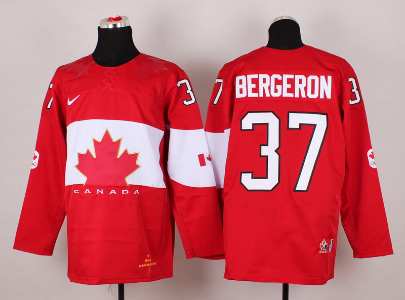 2014 Canada Olympic Style #37 Bergeron Red Hockey Jersey