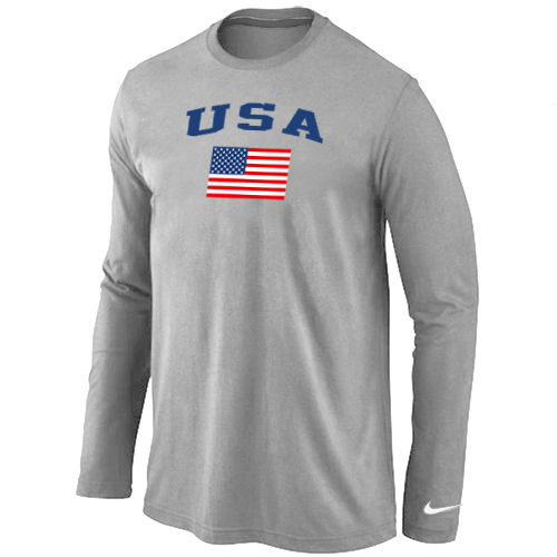 USA Olympics USA Flag Collection Locker Room Long Sleeve T-Shirt L.Grey