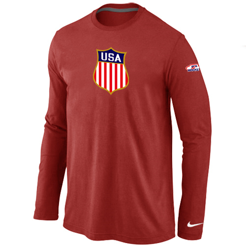 Nike Team USA Hockey Winter Olympics KO Collection Locker Room Long Sleeve T-Shirt Red