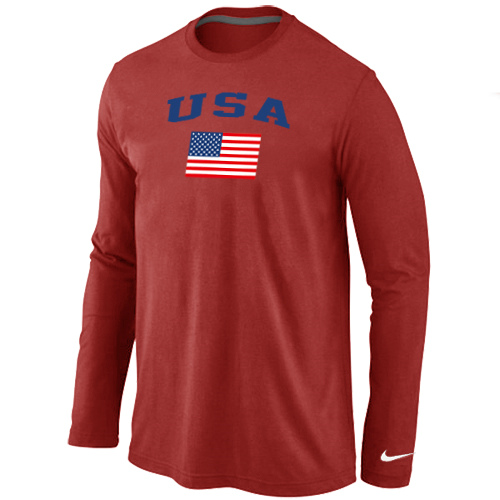 USA Olympics USA Flag Collection Locker Room Long Sleeve T-Shirt Red