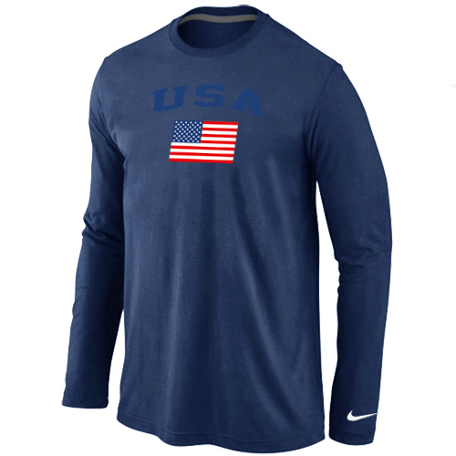 USA Olympics USA Flag Collection Locker Room Long Sleeve T-Shirt D.Blue