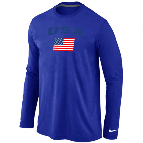 USA Olympics USA Flag Collection Locker Room Long Sleeve T-Shirt Blue