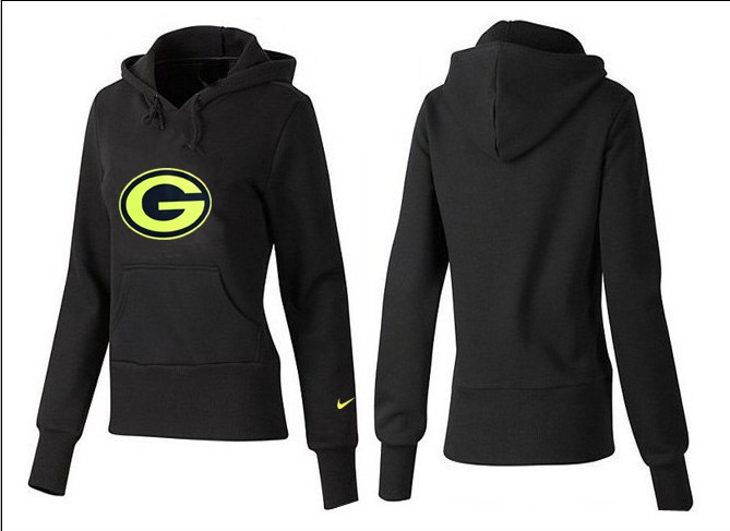 Nike Green Bay Packers Black Color Hoodie for Women