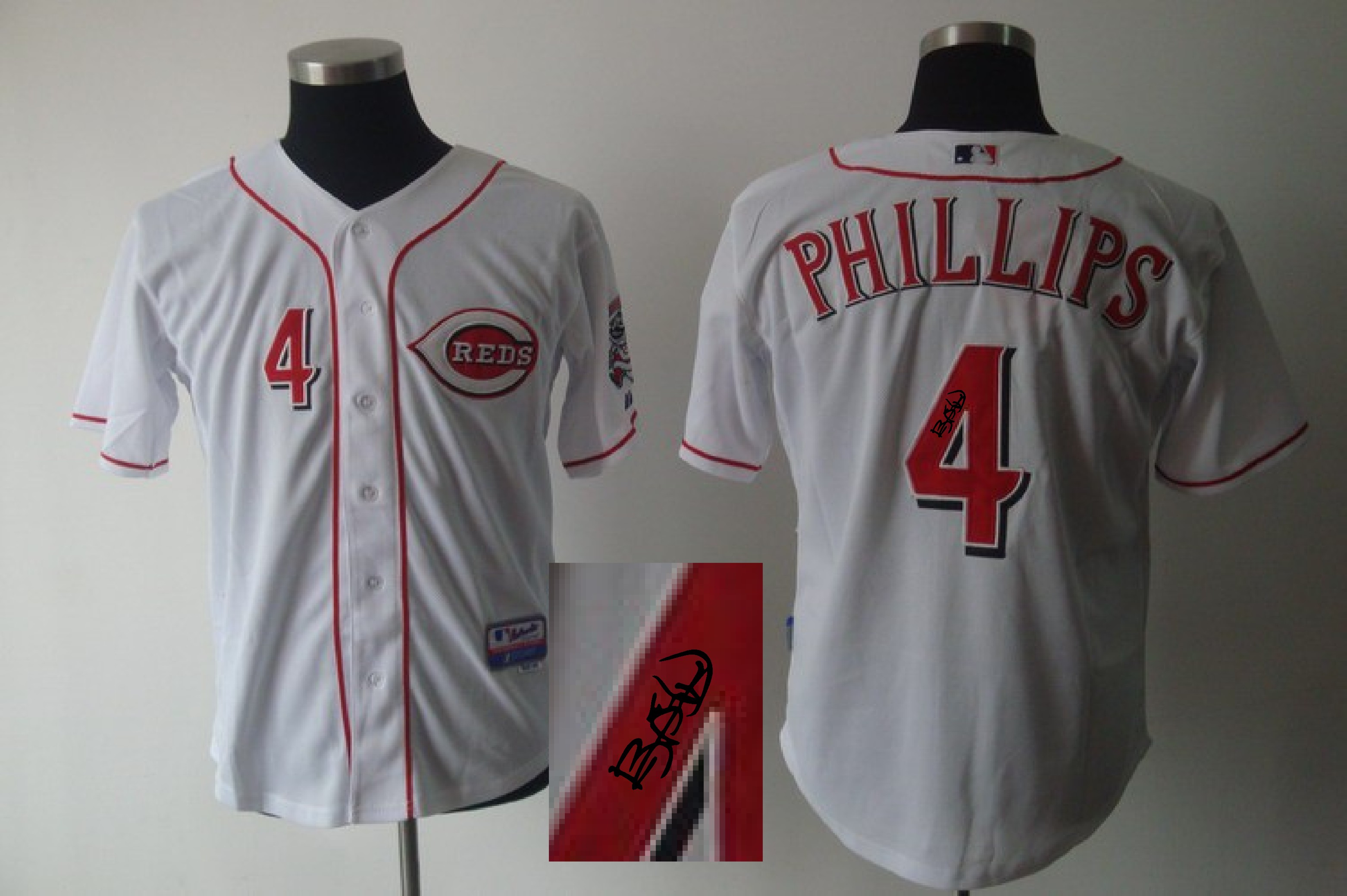 Cincinnati Reds #4 Phillips White Signature Jersey