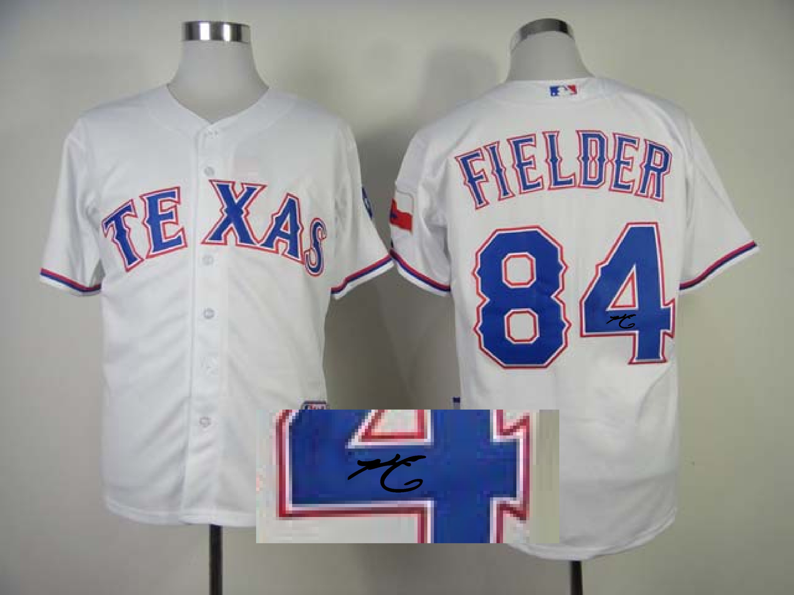 MLB Texas rangers #84 Prince Fielder White Signature Jersey