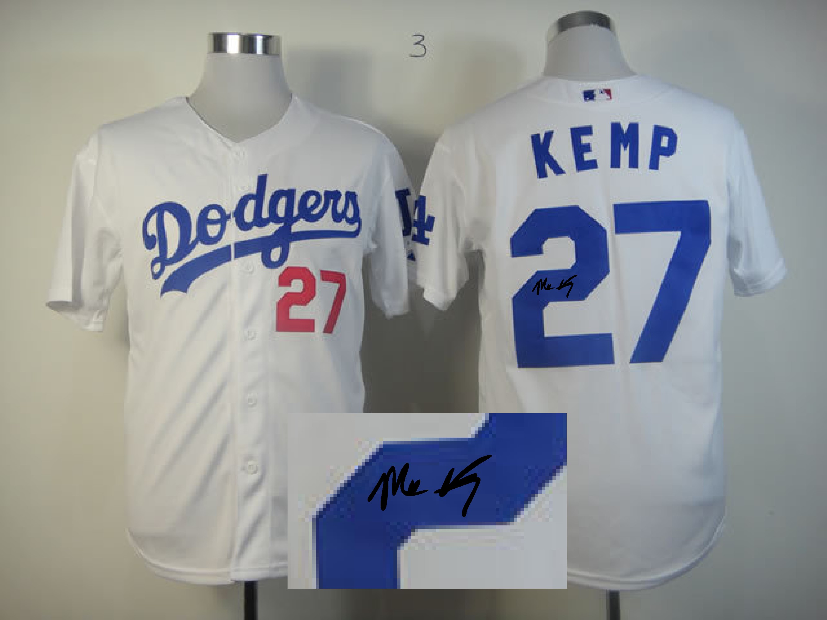 Los Angeles Dodgers #27 Kemp White Signature Jersey