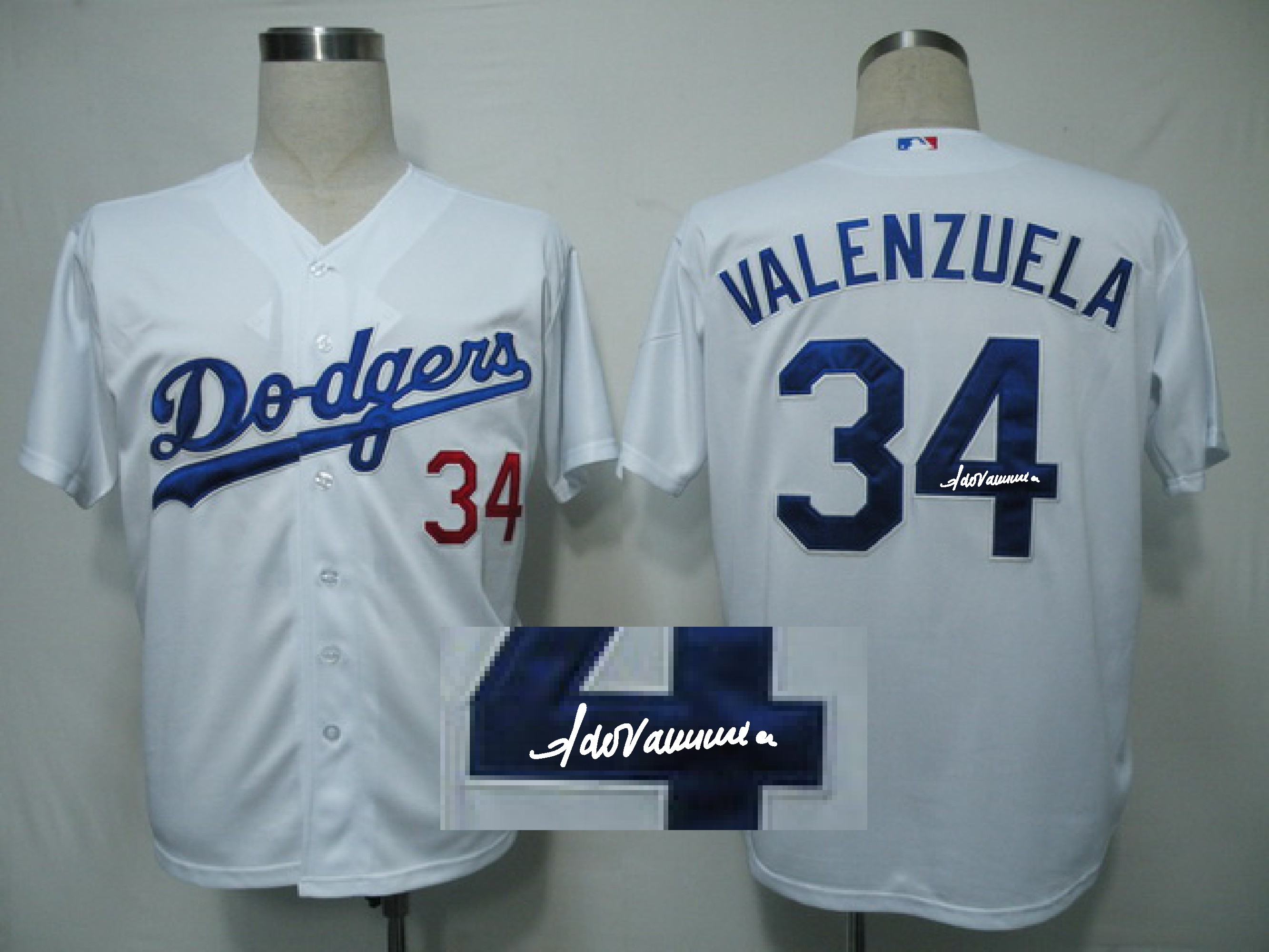 MLB Los Angeles dodgers #34 Valenzuela White Signature Jersey