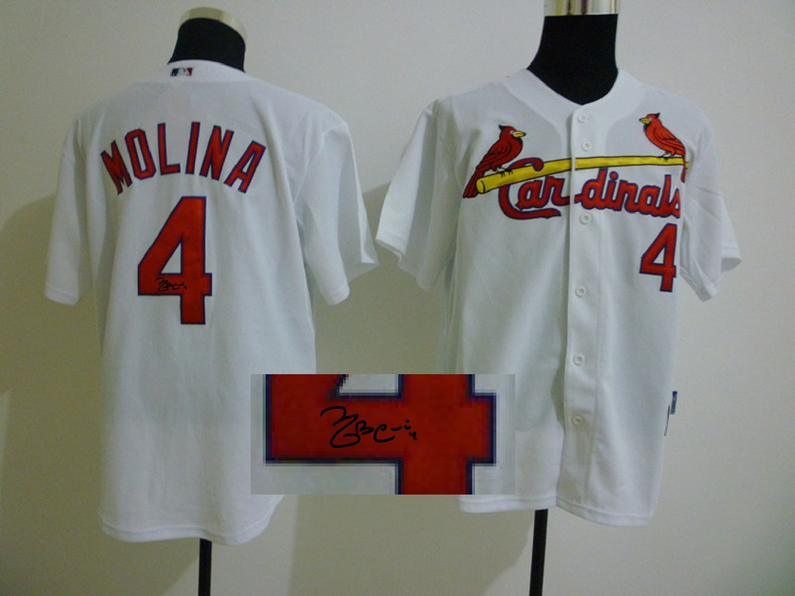 St. Louis cardinals #4 Molina White Signature Jersey