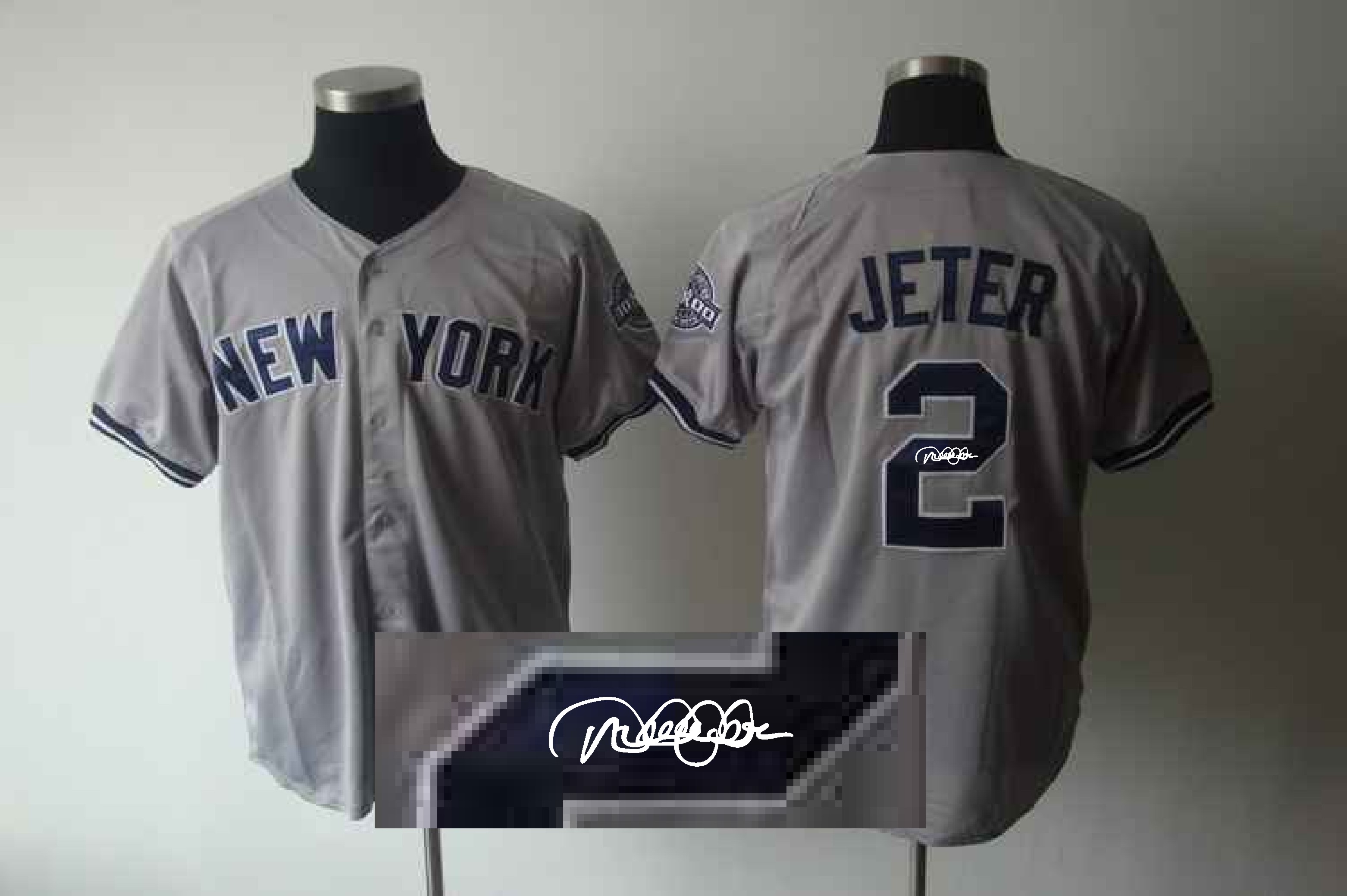 New York yankees #2 Jeter Grey Signature Jersey