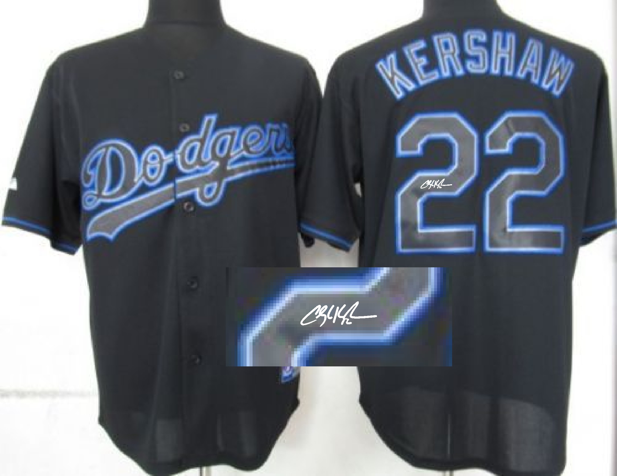 MLB Los Angeles Dodgers #22 Kershaw Black Signature Jersey