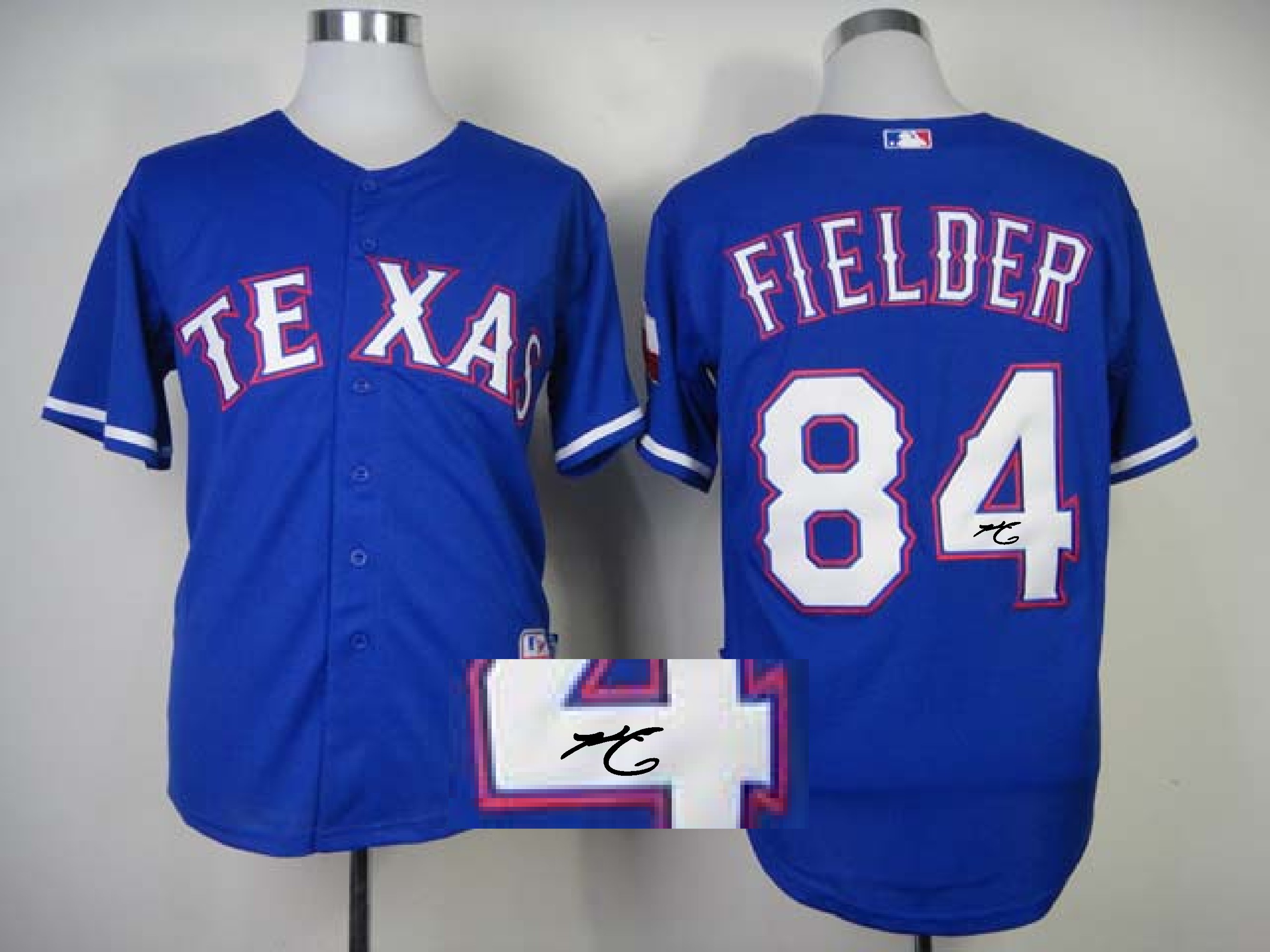 MLB Texas rangers #84 Prince Fielder Blue Signature Jersey