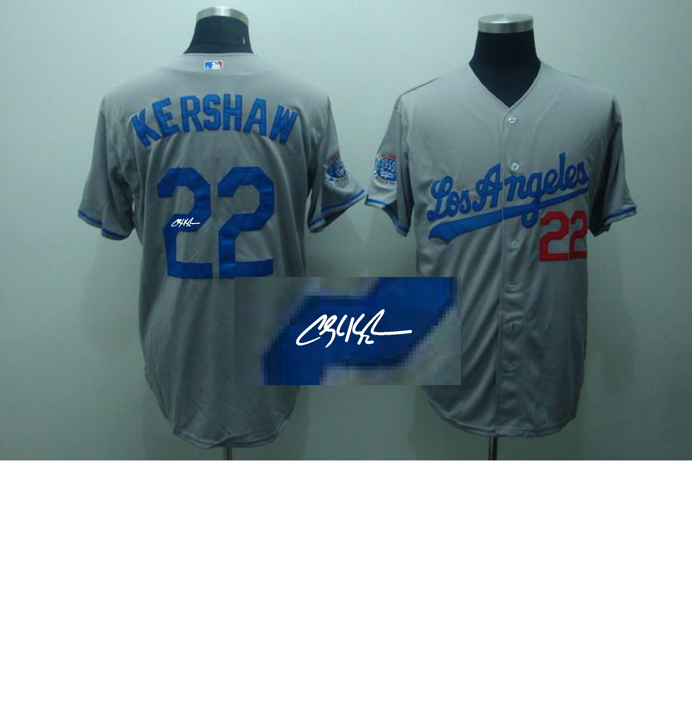 MLB Los Angeles Dodgers #22 Kershaw Grey Signature Jersey