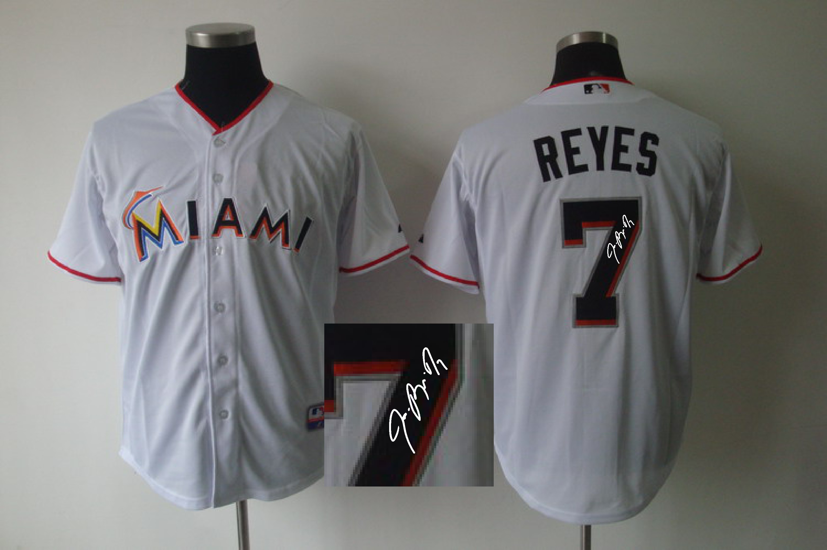 MLB Jerseys Miami Marlins #7 Jose Reyes White Signature Jersey