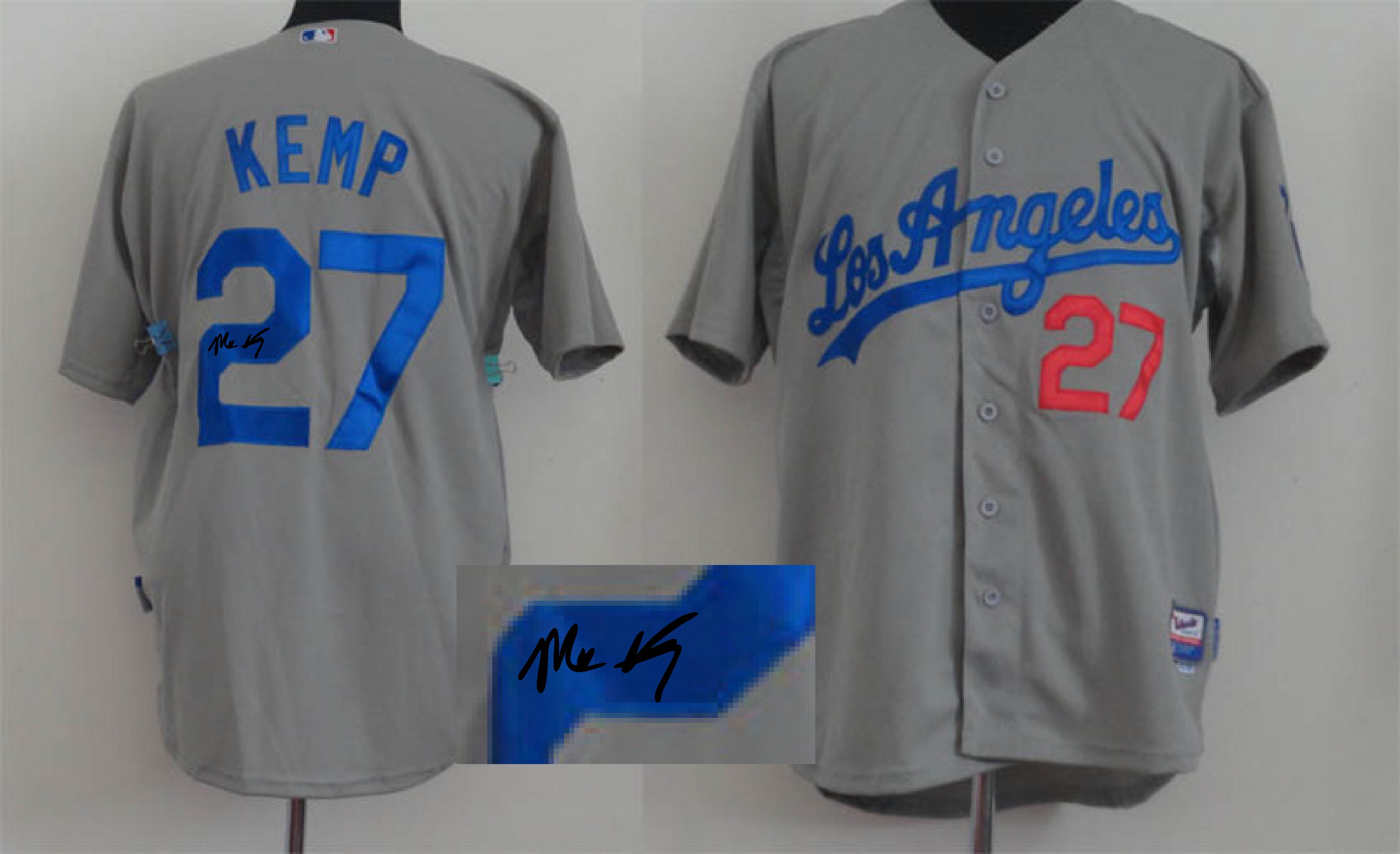 Los Angeles Dodgers #27 Kemp Grey Signature Jersey