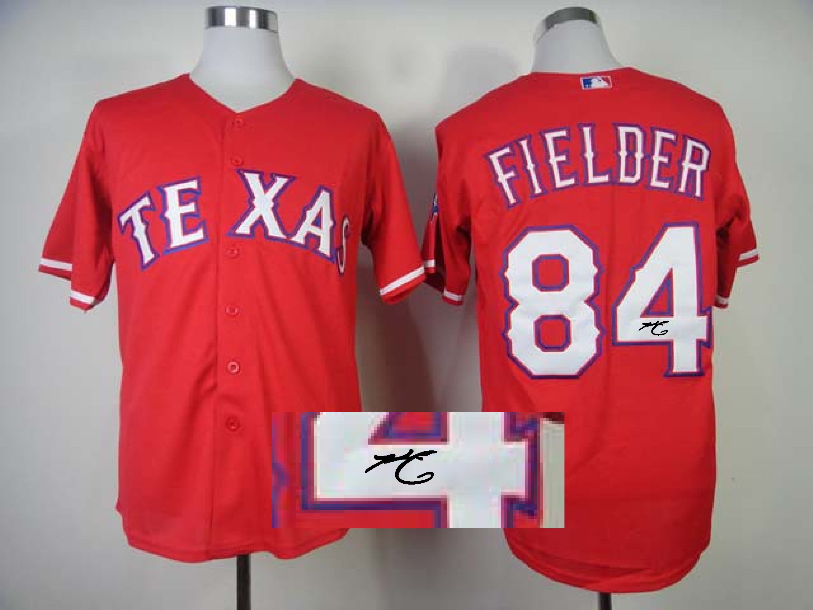MLB Texas rangers #84 Prince Fielder Red Signature Jersey