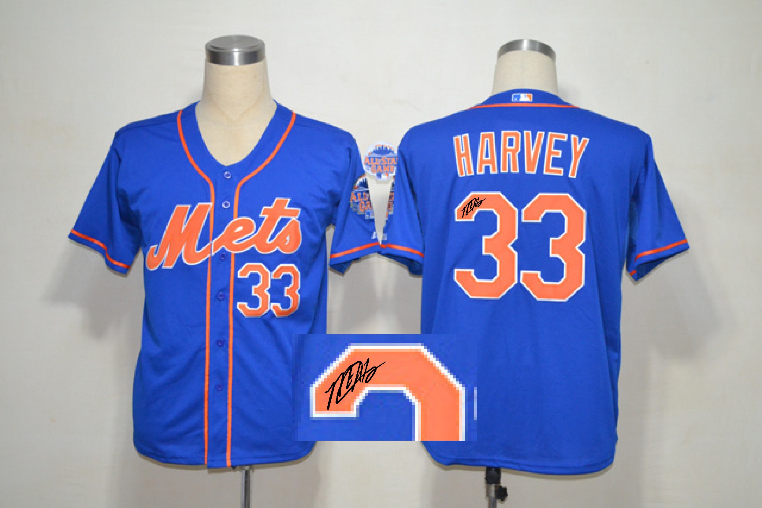 MLB New New York mets #33 Harvey Blue Signature Jersey