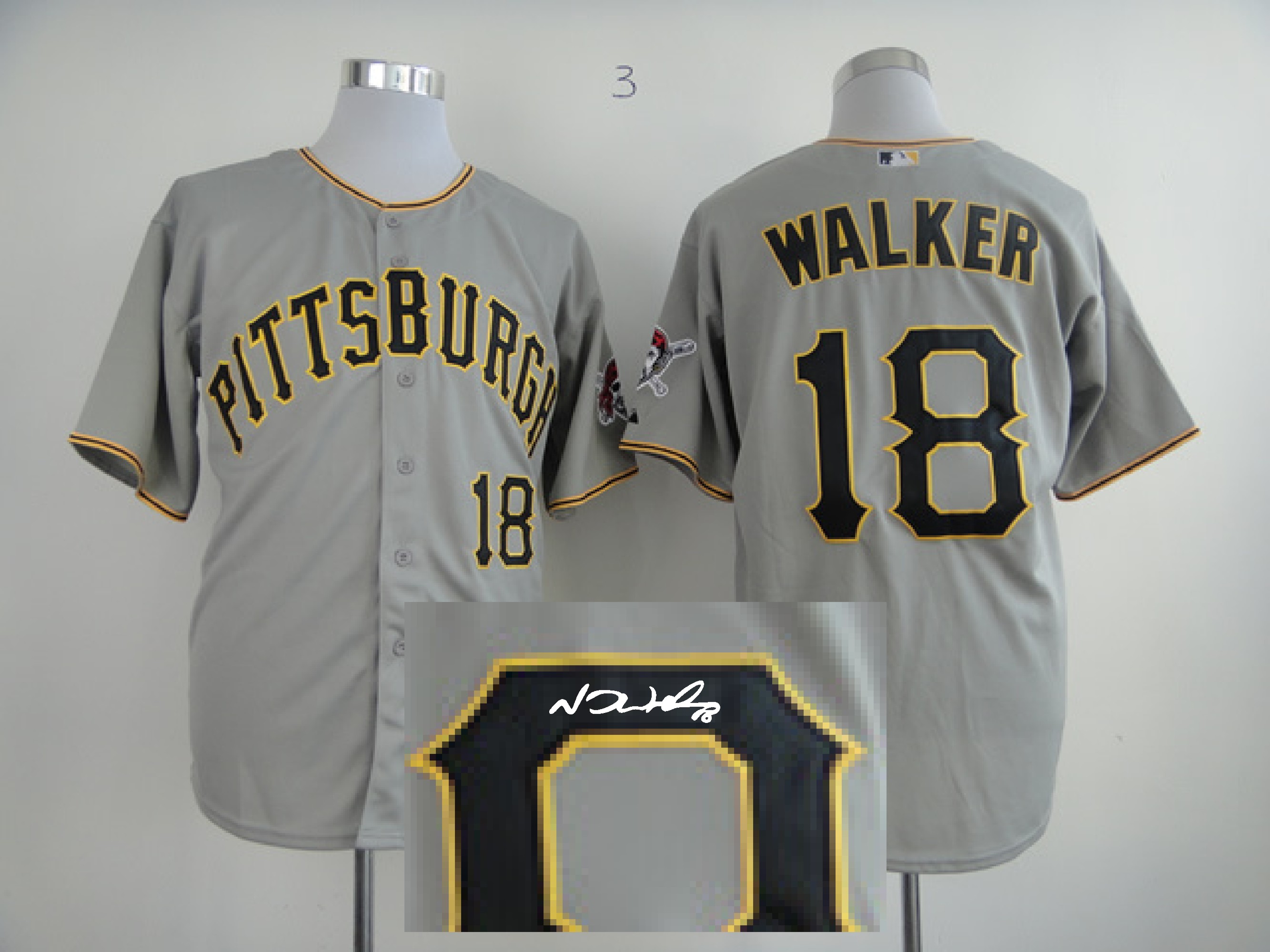 MLB Pittsburgh Pirates #18 Walker Grey Signature Jersey