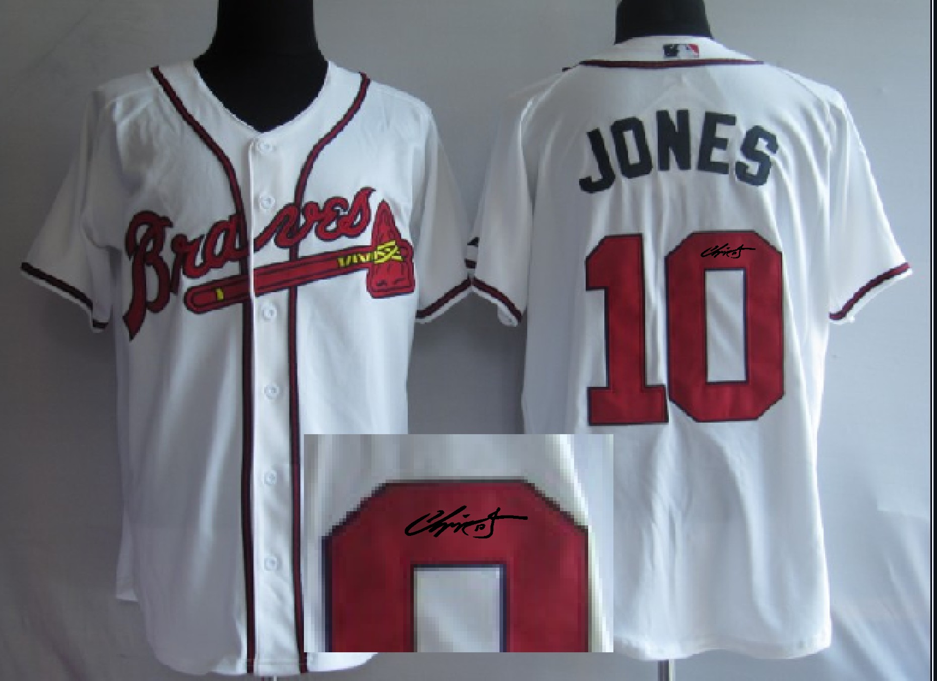 MLB Jerseys Atlanta Braves #10 Jones White Signature Jersey