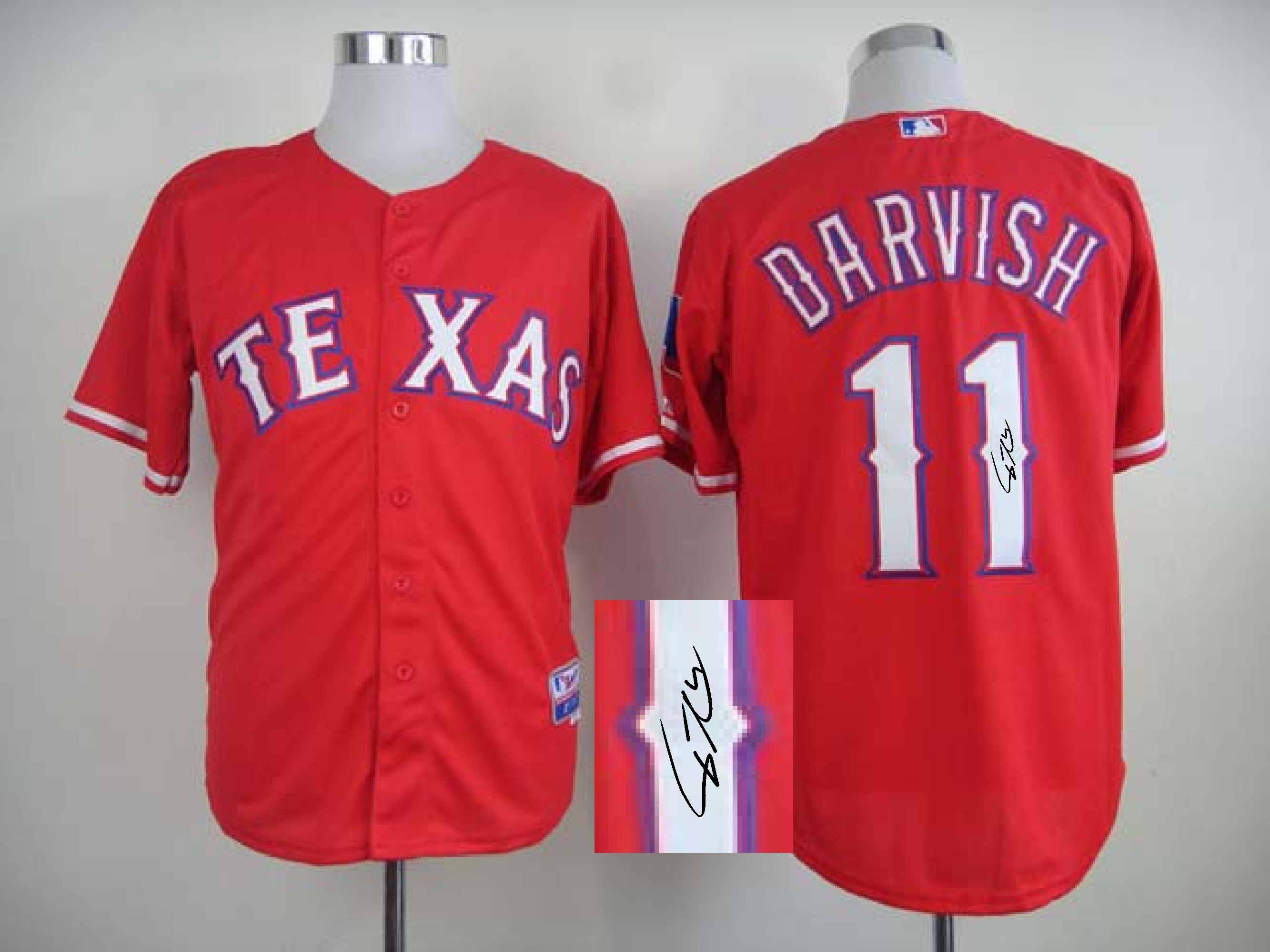 MLB Texas Rangers #11 Darvish Red  Signature Jersey