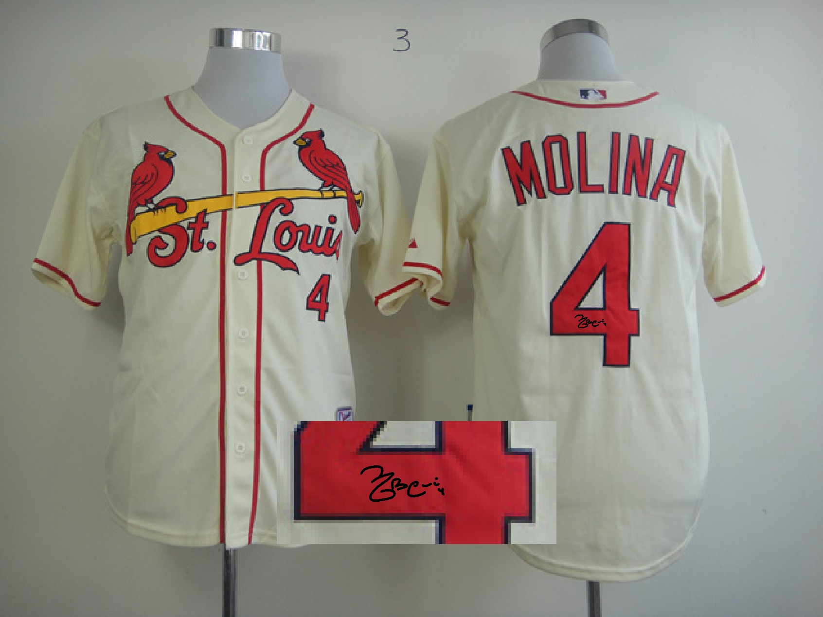 St. Louis cardinals #4 Molina Cream Signature Jersey