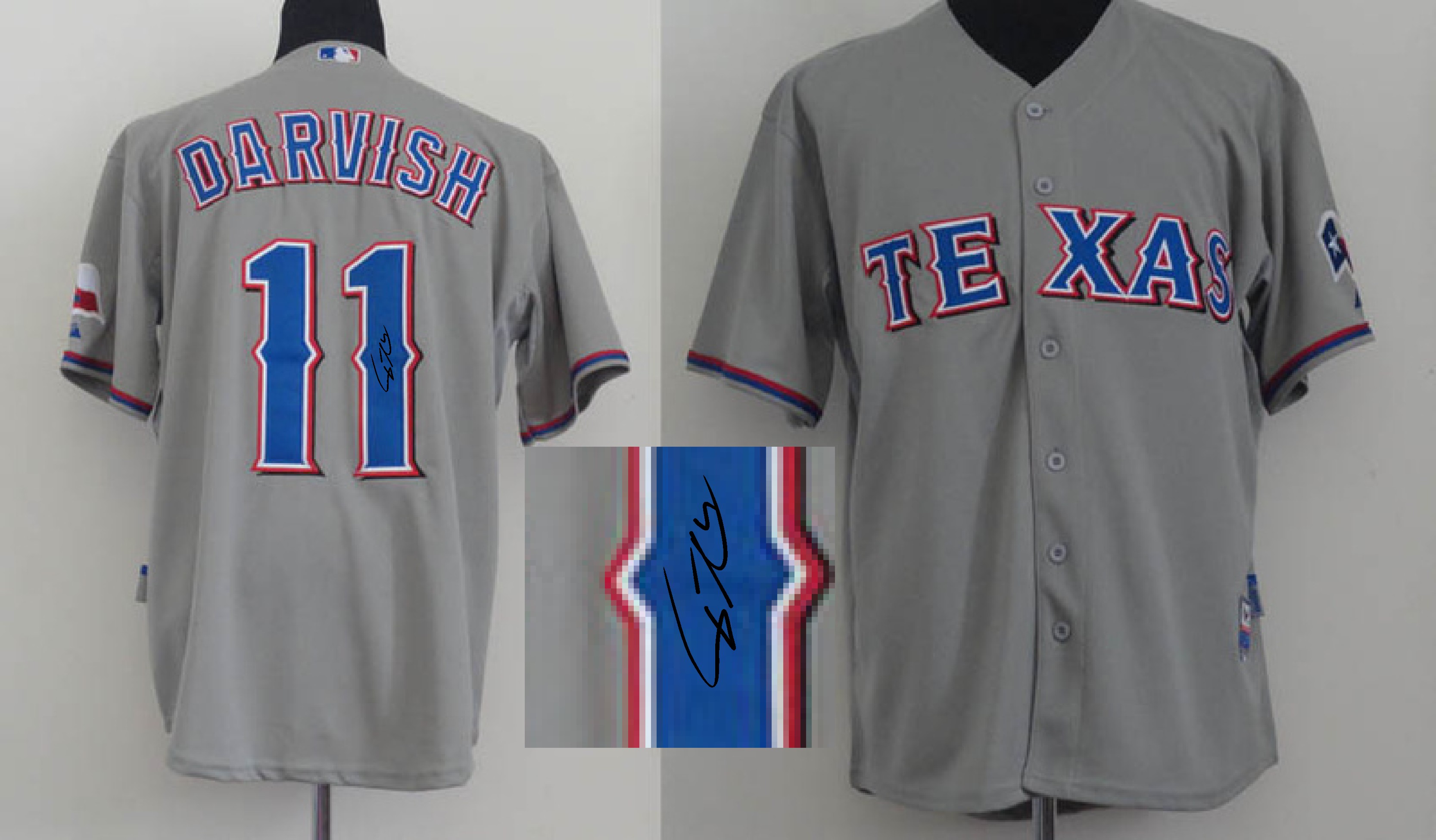 MLB Texas Rangers #11 Darvish Grey Signature Jersey