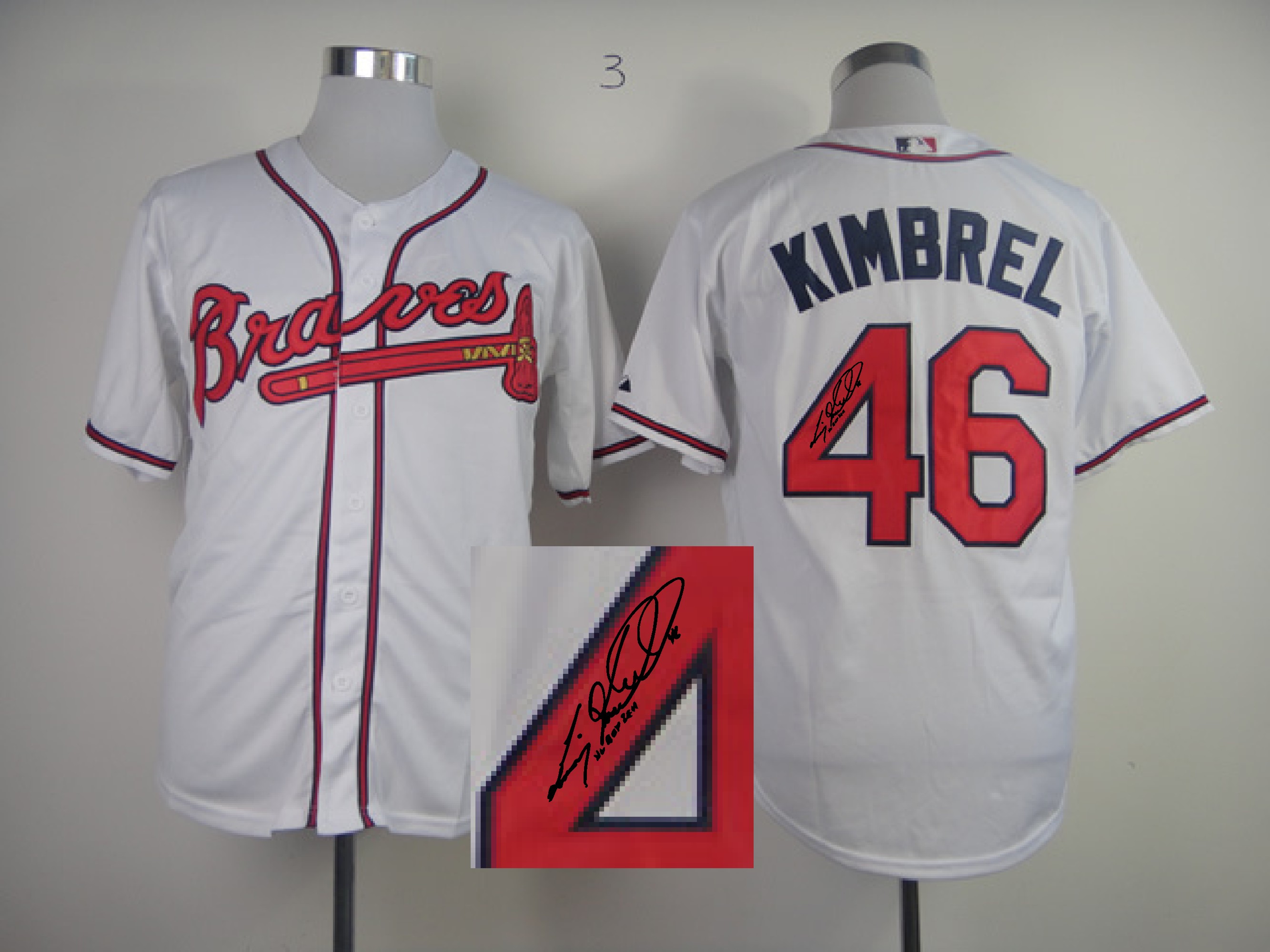 MLB Atlanta Braves #46 Kimbrel White Signature Jersey