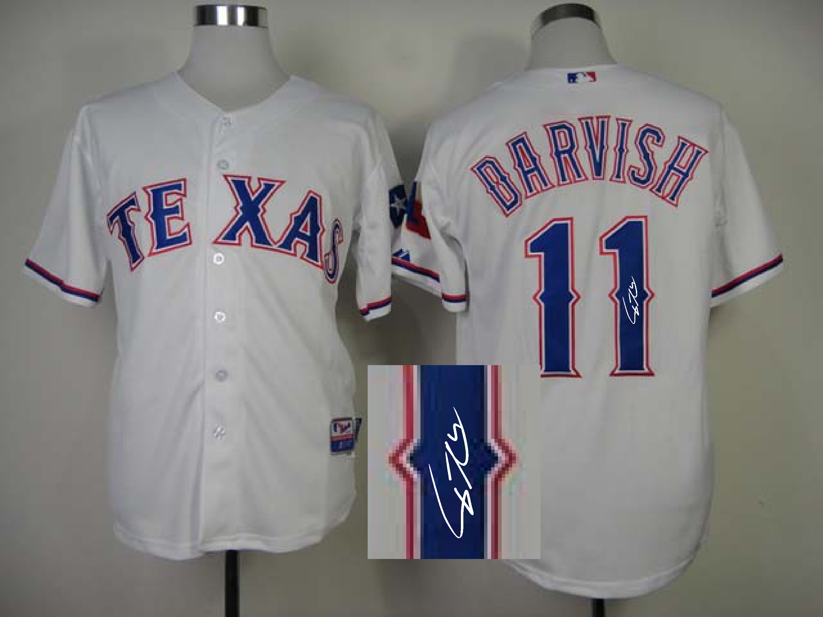 MLB Texas Rangers #11 Darvish White Signature Jersey