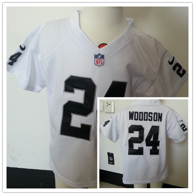 New Nike Oakland Raiders #24 Woodson Kids White Jersey(2-4Y)