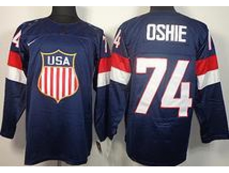2014 Olympic Tj Oshie #74 Black USA Jersey