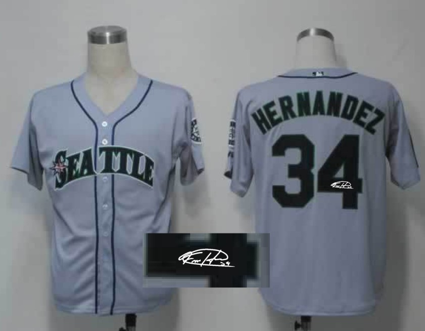 MLB Seattle Mariners Hernandez #34 Signature Grey Jersey