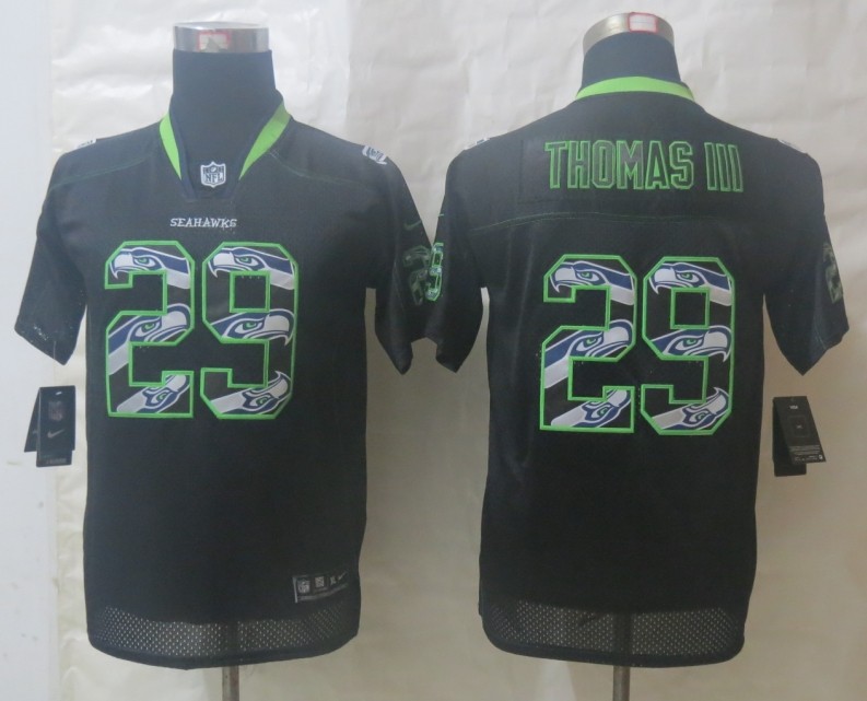 2014 New Youth Nike Seattle Seahawks 29 Thomas III Lights Out Black Stitched Elite Jerseys