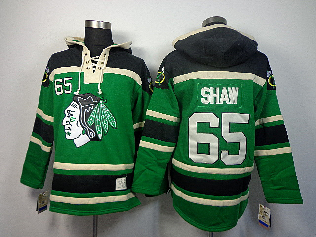 NHL Chicago blackhawks #65 Shaw Green Hoodie