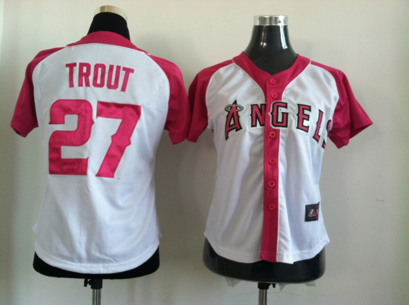MLB Los Angeles Angels Mike Trout #27 Women Jersey Red