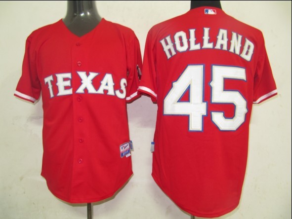 MLB Jerseys Texas Rangers #45 Holland Red  Jersey