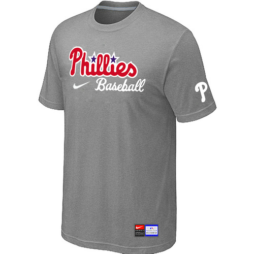 MLB Philadelphia Phillies Heathered Nike Blended T-Shirt L-Grey47