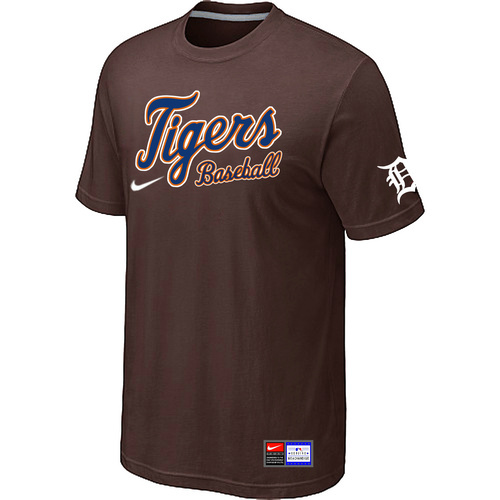 Detroit Tigers Nike Short Sleeve Practice T-Shirt Brown