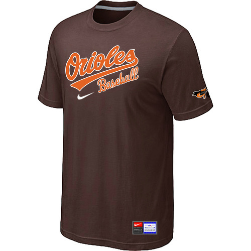 Baltimore Orioles Nike Short Sleeve Practice T-Shirt Brown