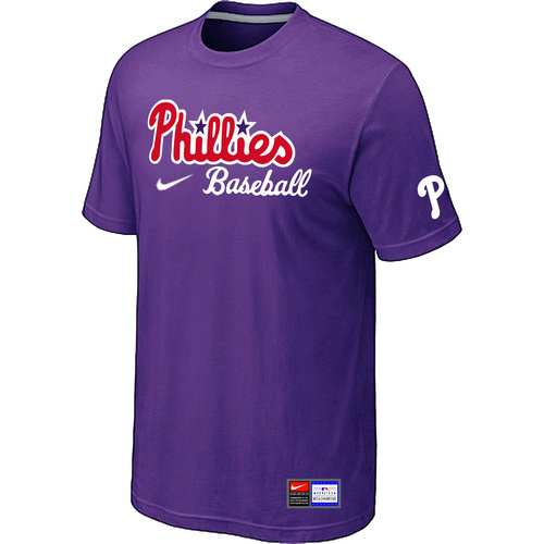 MLB Philadelphia Phillies Heathered Nike Blended T-Shirt Purple44