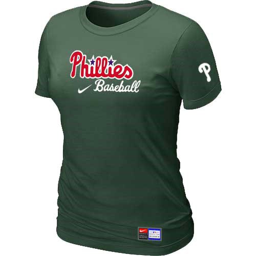 MLB Philadelphia Phillies Heathered Womens Nike Blended T Shirt D-Green