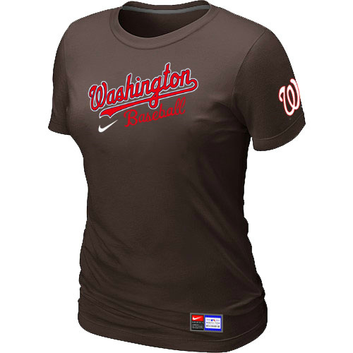 MLB Washington Nationals Nike Womens Short Sleeve Practice T Shirt Brown
