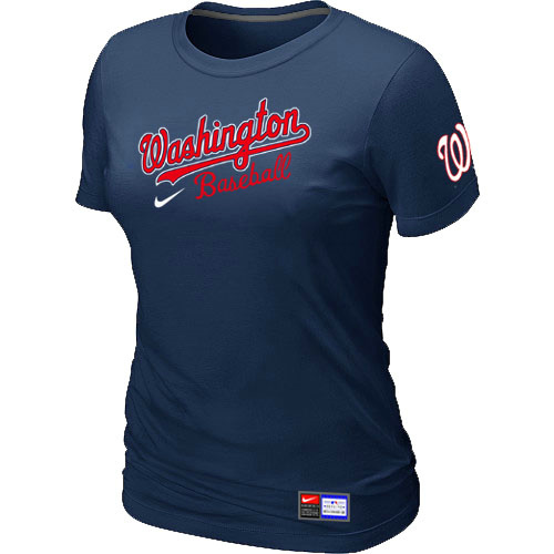 MLB Washington Nationals Nike Womens Short Sleeve Practice T Shirt D-Blue