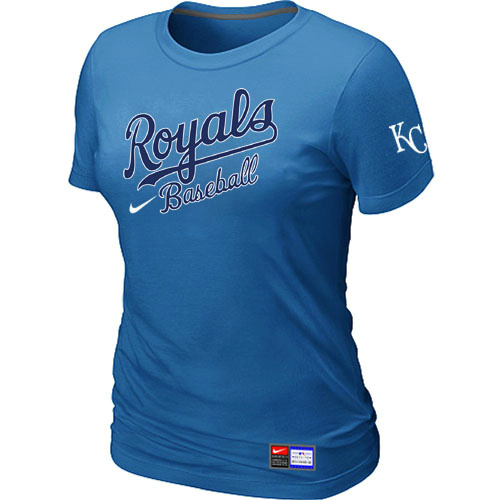 MLB Kansas City Royals Nike Womens Short Sleeve Practice T Shirt L-blue