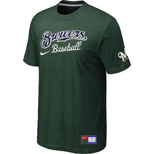 MilwaukeeBrewersD-Milwaukee Brewers Nike Short Sleeve Practice T-Shirt Green