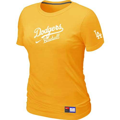 Los Angeles Dodgers Nike Womens Short Sleeve Practice T Shirt Yellow 