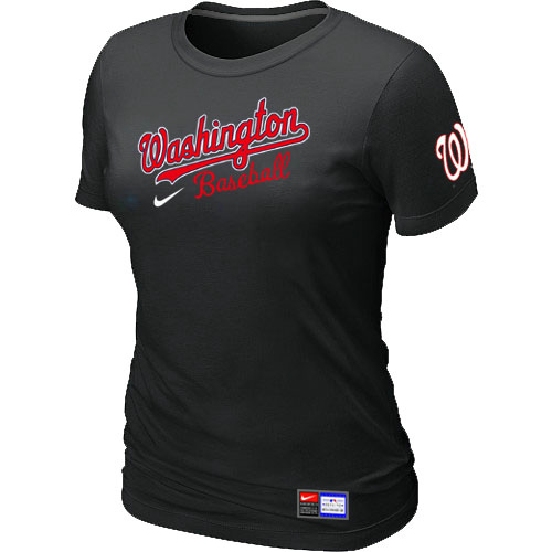 MLB Washington Nationals Nike Womens Short Sleeve Practice T Shirt Black 
