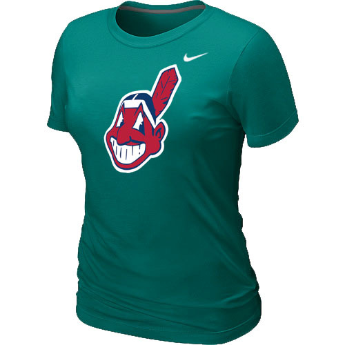 MLB Cleveland Indians Heathered Nike Blended Womens T Shirt L-Green
