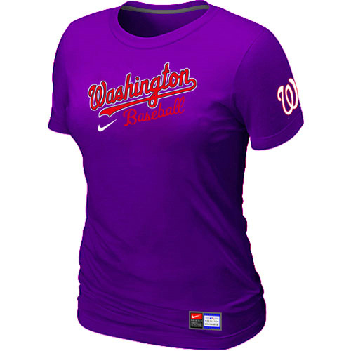 MLB Washington Nationals Nike Womens Short Sleeve Practice T Shirt Purple