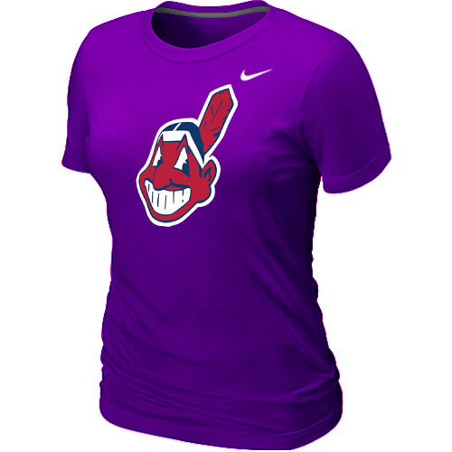MLB Cleveland Indians Heathered Nike Blended Womens T Shirt Purple 