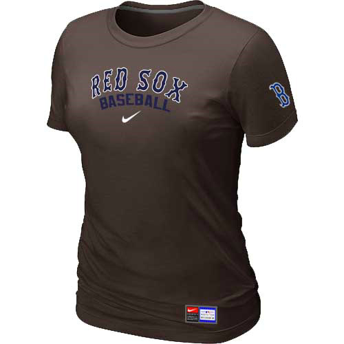 Boston Red Sox Nike Womens Short Sleeve Practice T-Shirt Brown